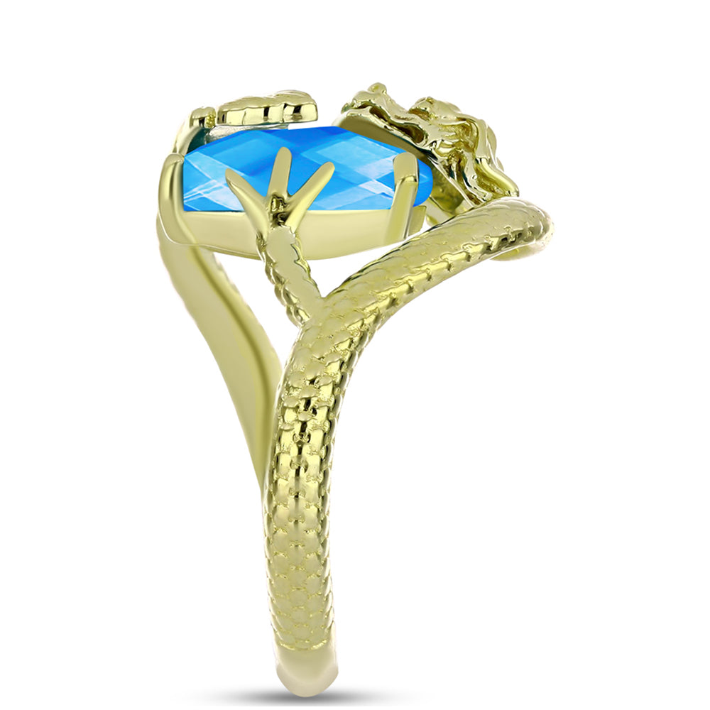Inel din Argint 925 Placat cu Aur ( 4.36 grame ) cu Jad albastru 3.99 Carate 4 