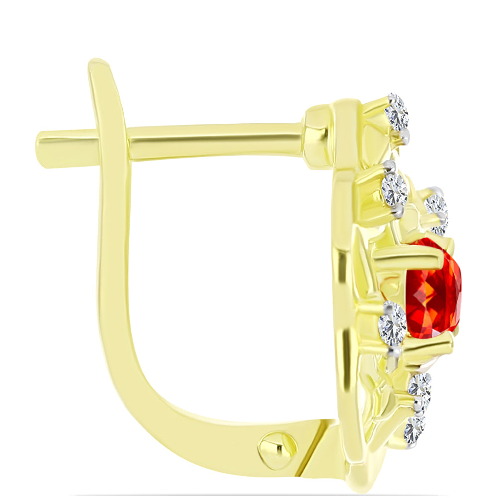 Cercei din Argint 925 Placat cu Aur ( 4.5 grame ) cu Opal de Foc Lega Dembi și Topaz Alb 0.62 Carate