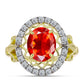 Inel din Argint 925 Placat cu Aur ( 4.04 grame ) cu Opal de Foc Lega Dembi și Topaz Alb 1.99 Carate