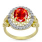 Inel din Argint 925 Placat cu Aur ( 4.04 grame ) cu Opal de Foc Lega Dembi și Topaz Alb 1.99 Carate