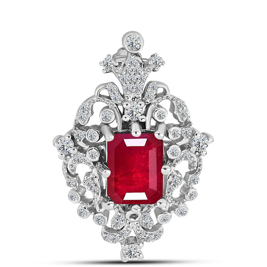 Broşă din Argint 925 ( 3.18 grame ) cu Rubin Malagasy și Topaz Alb 2.54 Carate
