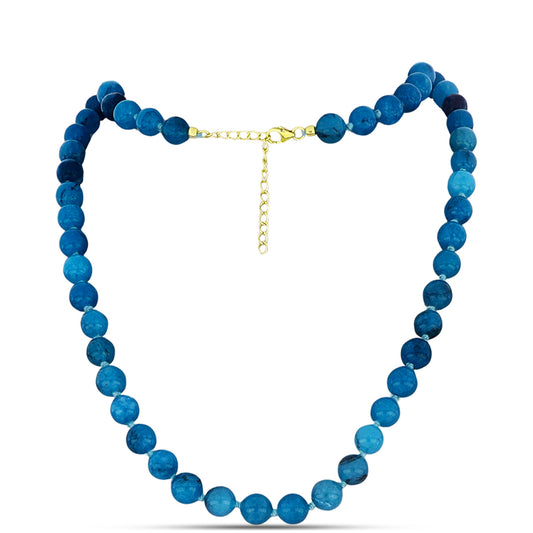 Colier din Argint 925 Placat cu Aur ( 0.83 grame ) cu Jad albastru 164.26 Carate