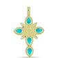 Cruce Pandantiv din Argint 925 Placat cu Aur ( 5.94 grame ) cu Jad albastru 2.07 Carate