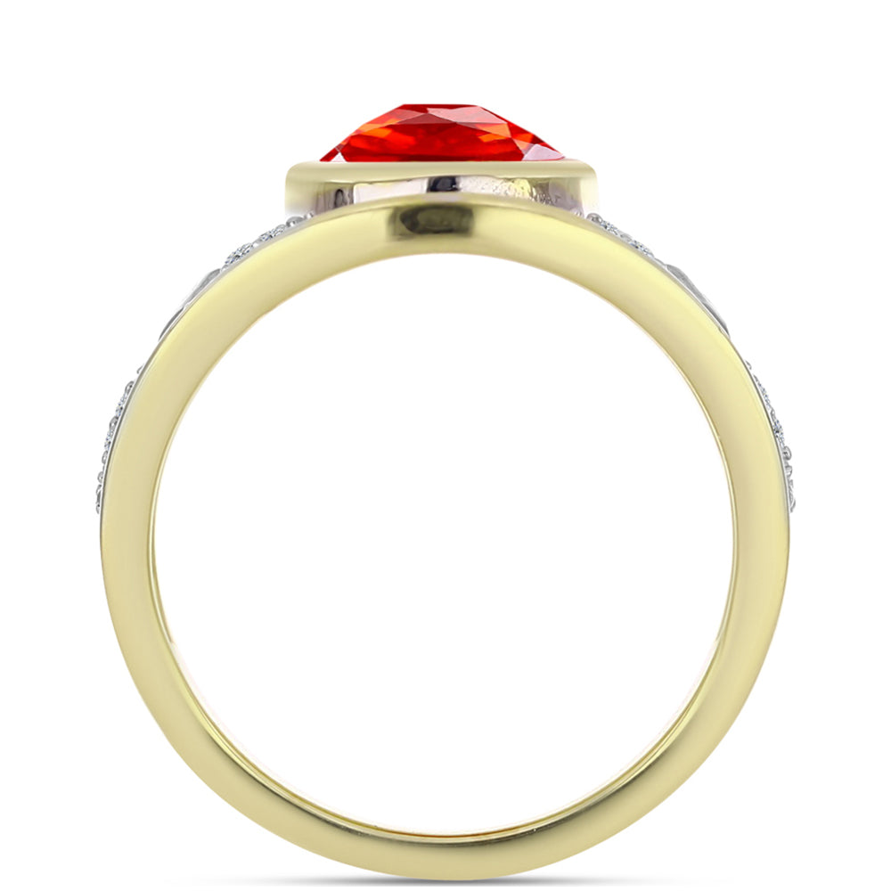 Inel din Argint 925 Placat cu Aur ( 5.43 grame ) cu Opal de Foc Lega Dembi și Zircon Alb 2.01 Carate