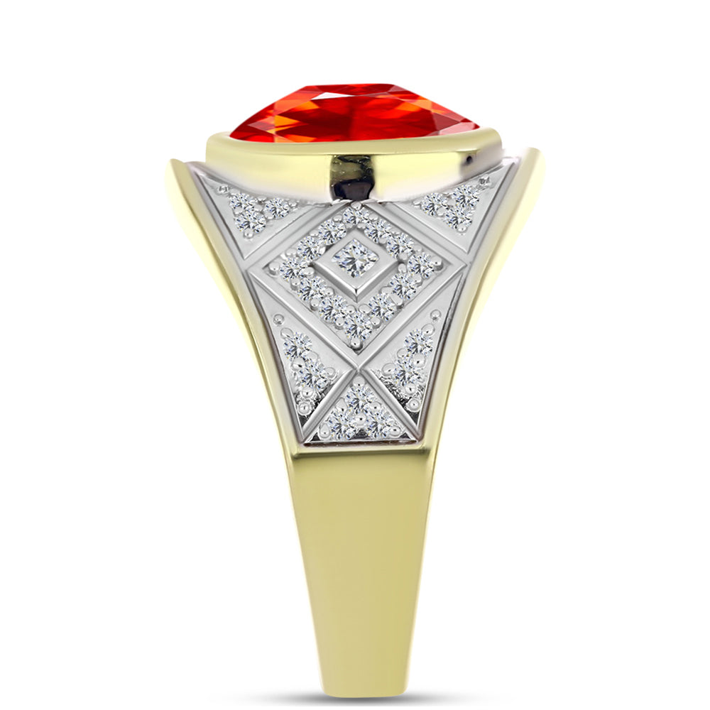 Inel din Argint 925 Placat cu Aur ( 5.43 grame ) cu Opal de Foc Lega Dembi și Zircon Alb 2.01 Carate 4 