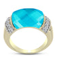Inel din Argint 925 Placat cu Aur ( 5.18 grame ) cu Jad albastru și Topaz Alb 7.35 Carate