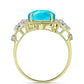 Inel din Argint 925 Placat cu Aur ( 4.7 grame ) cu Jad albastru și Topaz Alb 7.23 Carate