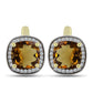 Cercei din Argint 925 Placat cu Aur ( 3.8 grame ) cu Cuarț Coniac și Topaz Alb 4.11 Carate