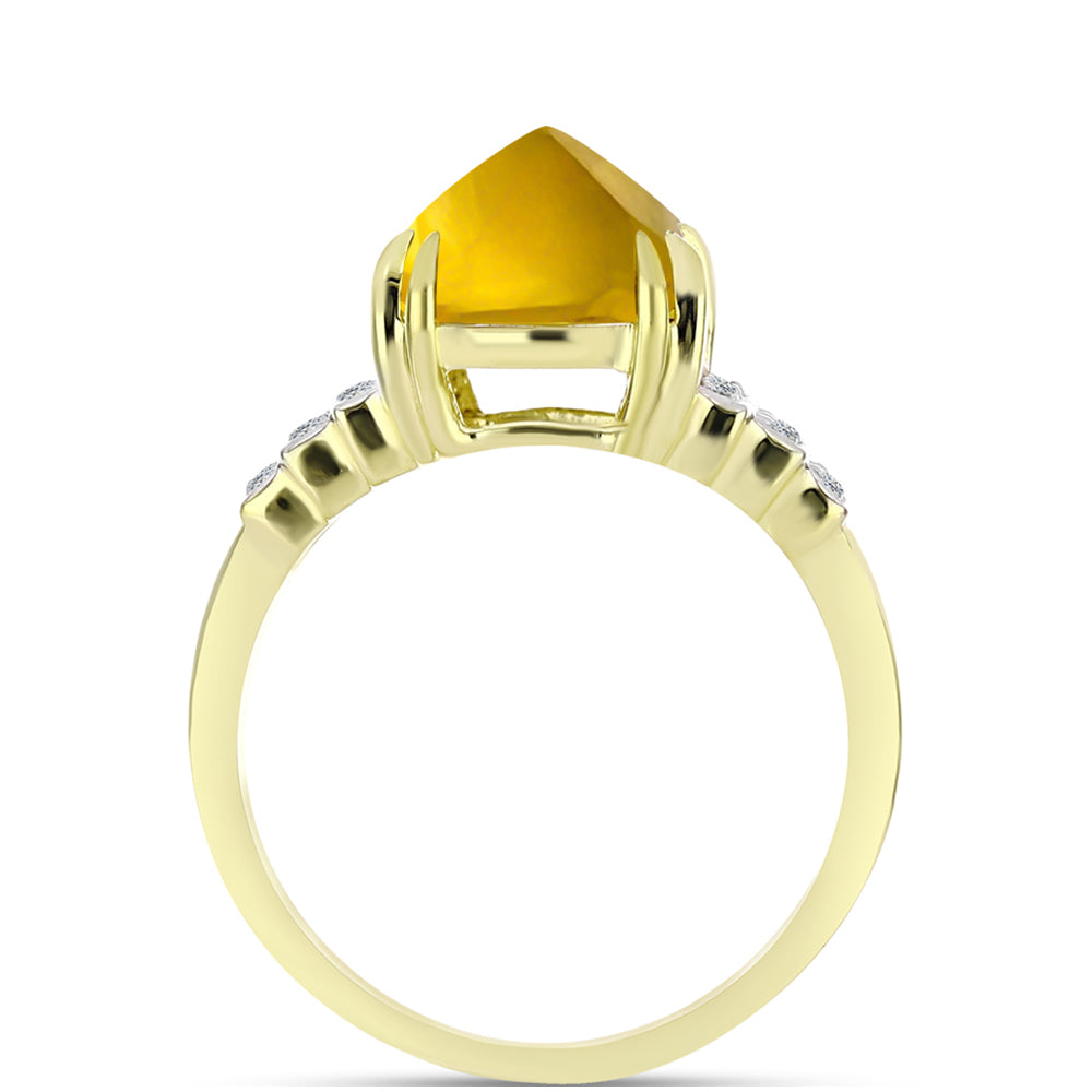 Inel din Argint 925 Placat cu Aur ( 3.22 grame ) cu Cuarț Coniac și Topaz Alb 3.77 Carate 2 