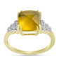 Inel din Argint 925 Placat cu Aur ( 3.22 grame ) cu Cuarț Coniac și Topaz Alb 3.77 Carate