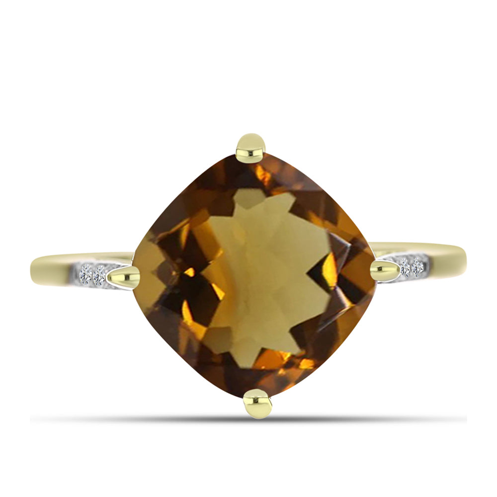 Inel din Argint 925 Placat cu Aur ( 2.06 grame ) cu Cuarț Coniac și Topaz Alb 4.67 Carate 1 