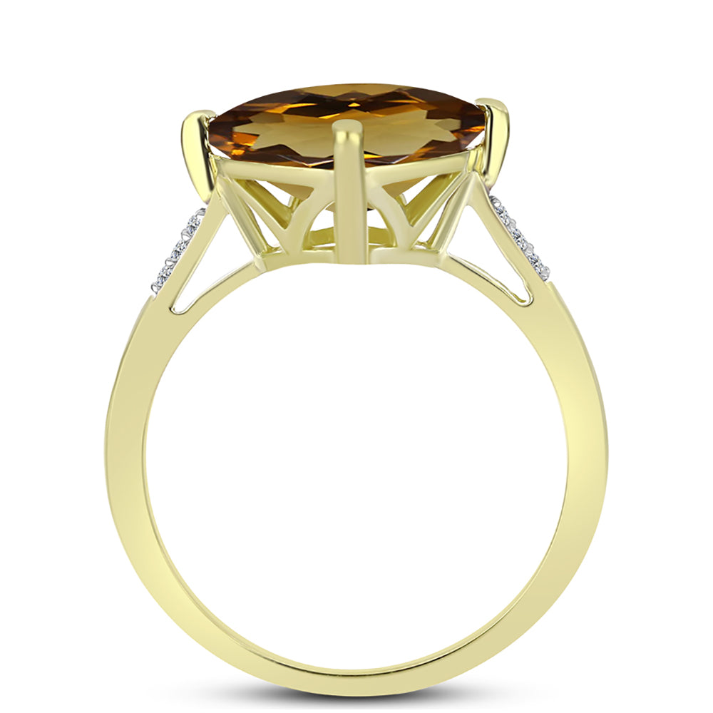 Inel din Argint 925 Placat cu Aur ( 2.06 grame ) cu Cuarț Coniac și Topaz Alb 4.67 Carate