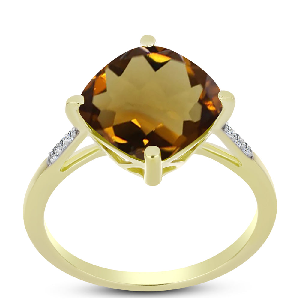 Inel din Argint 925 Placat cu Aur ( 2.06 grame ) cu Cuarț Coniac și Topaz Alb 4.67 Carate