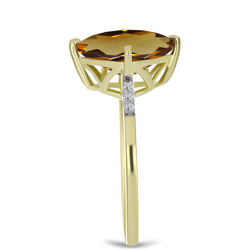 Inel din Argint 925 Placat cu Aur ( 2.06 grame ) cu Cuarț Coniac și Topaz Alb 4.67 Carate 4 