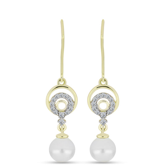 Cercei din Argint 925 Placat cu Aur ( 1.95 grame ) cu Perlă de Apă Dulce Albă și Topaz Alb 4.79 Carate