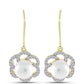Cercei din Argint 925 Placat cu Aur ( 3.38 grame ) cu Perlă de Apă Dulce Albă și Topaz Alb 6.39 Carate