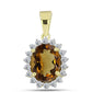Pandantiv din Argint 925 Placat cu Aur ( 1.19 grame ) cu Cuarț Coniac și Topaz Alb 2.02 Carate