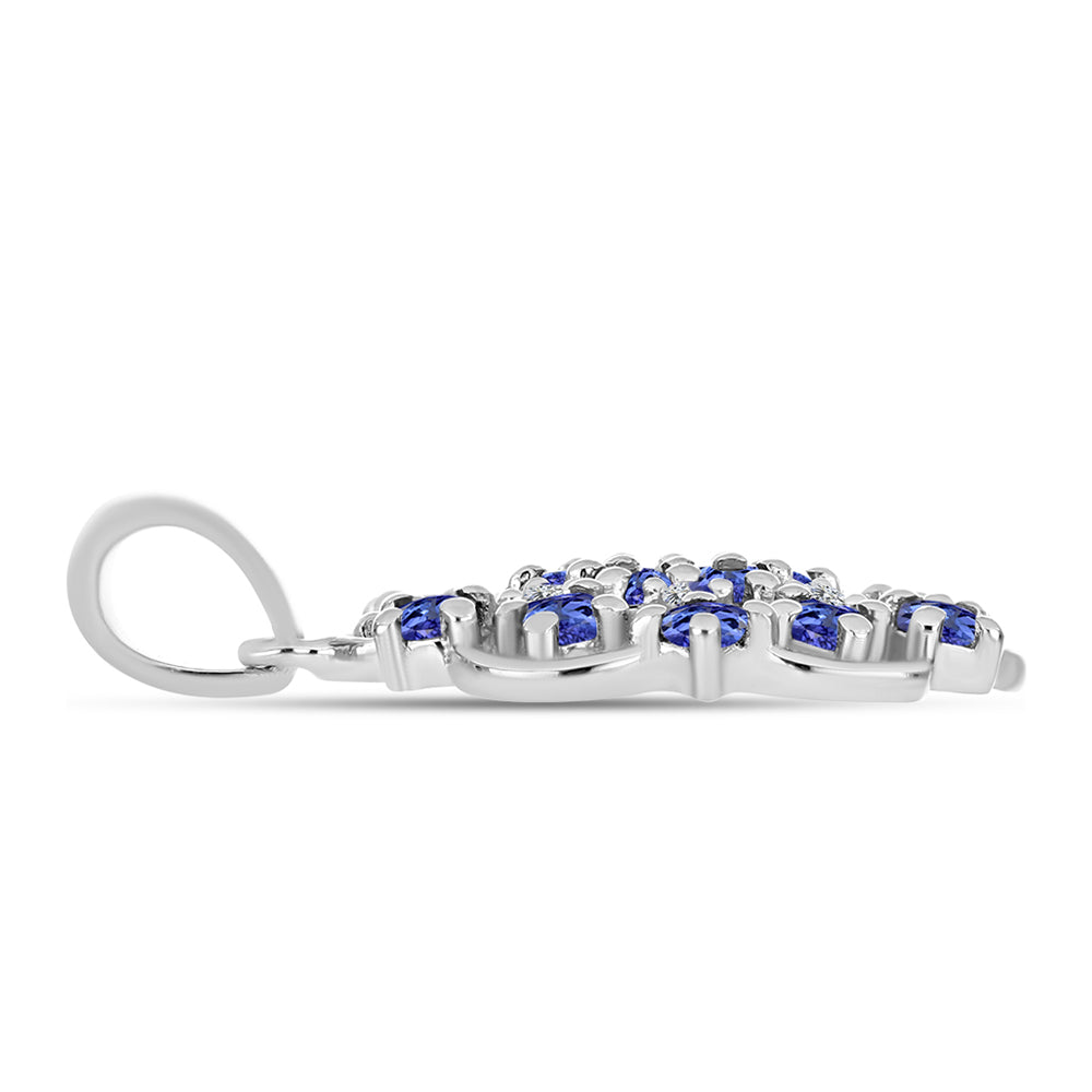 Pandantiv din Argint 925 ( 2.77 grame ) cu Tanzanit AAA și Diamant Alb 1.48 Carate