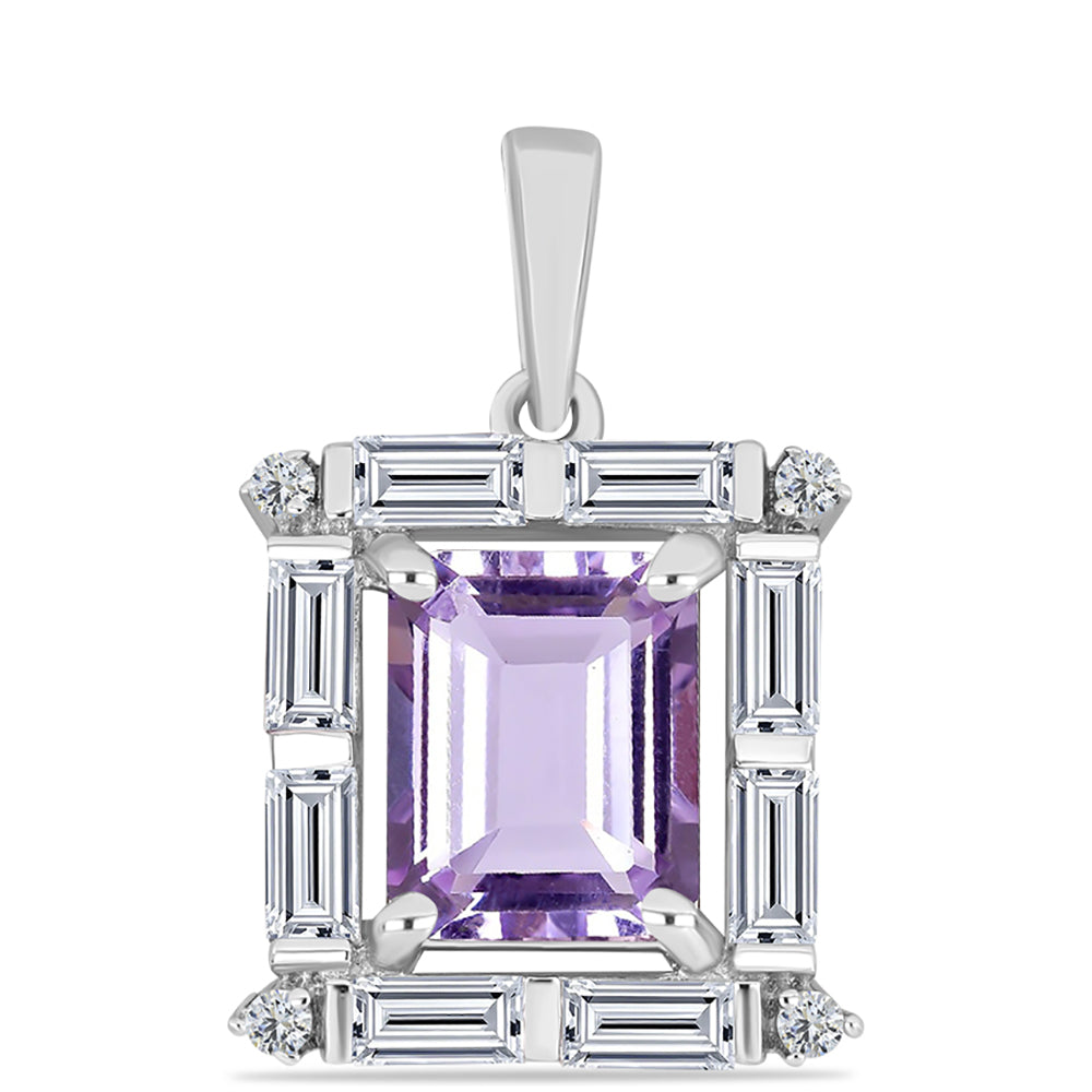 Pandantiv din Argint 925 ( 1.66 grame ) cu Ametist Rose de France și Topaz Alb 3.15 Carate 1 