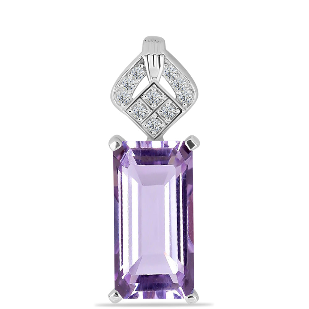 Pandantiv din Argint 925 ( 1.6 grame ) cu Ametist Rose de France și Topaz Alb 5.28 Carate 1 