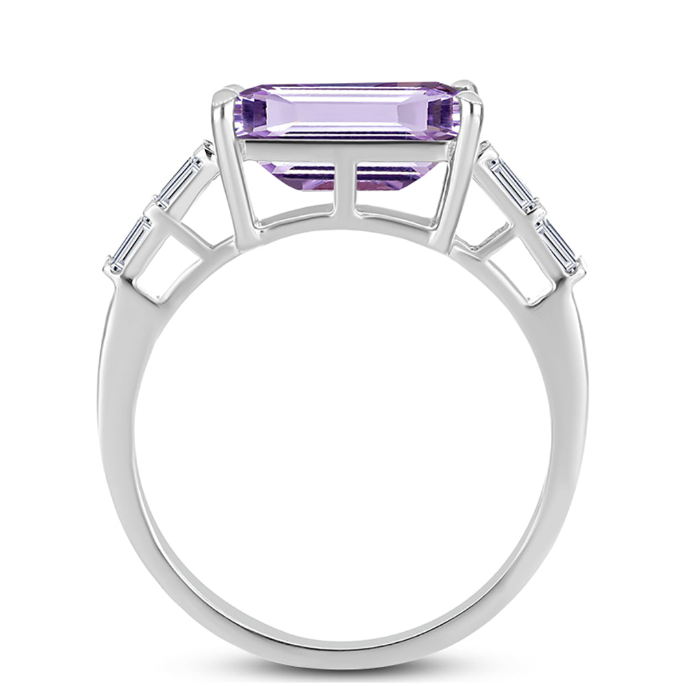 Inel din Argint 925 ( 3.35 grame ) cu Ametist Rose de France și Zircon Alb 4.47 Carate