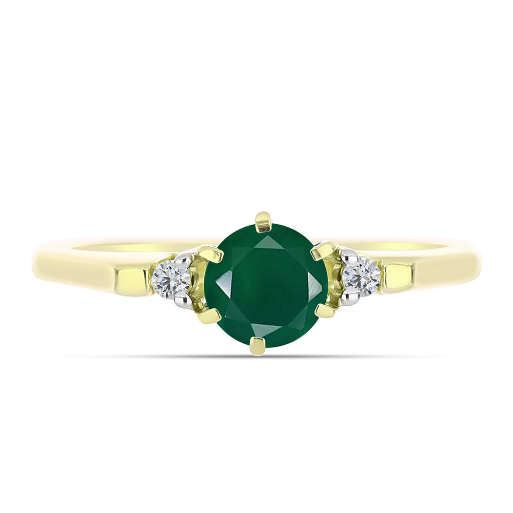 Inel din Argint 925 Placat cu Aur ( 2.51 grame ) cu Agat Verde și Topaz Alb 0.82 Carate 1 