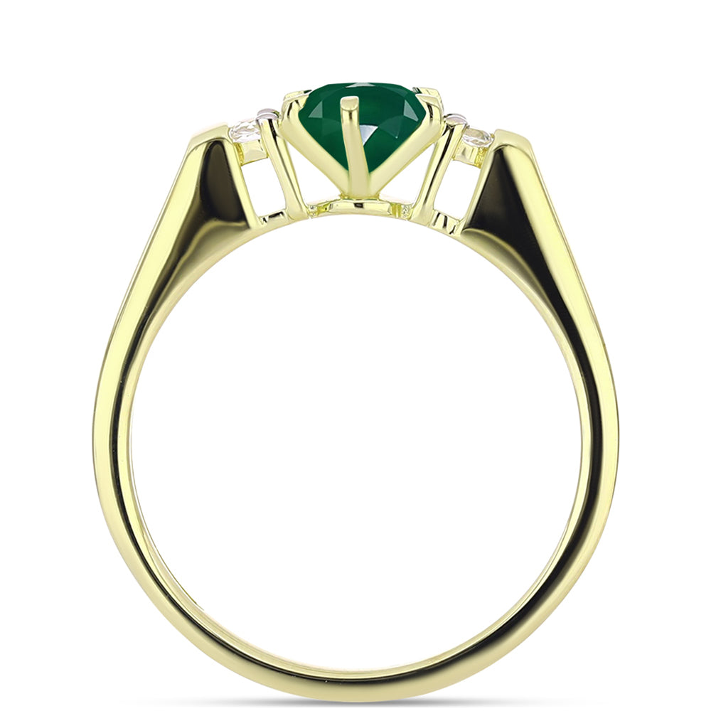 Inel din Argint 925 Placat cu Aur ( 2.51 grame ) cu Agat Verde și Topaz Alb 0.82 Carate