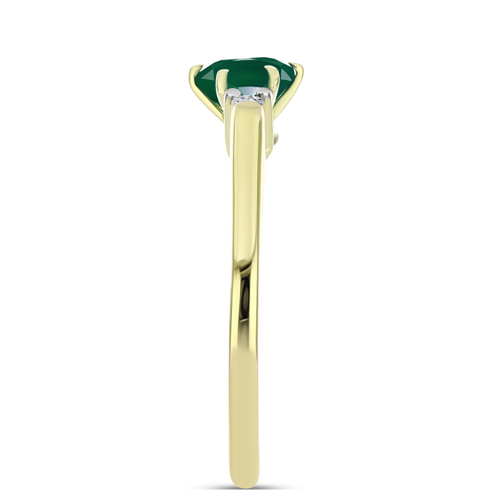 Inel din Argint 925 Placat cu Aur ( 2.51 grame ) cu Agat Verde și Topaz Alb 0.82 Carate 4 