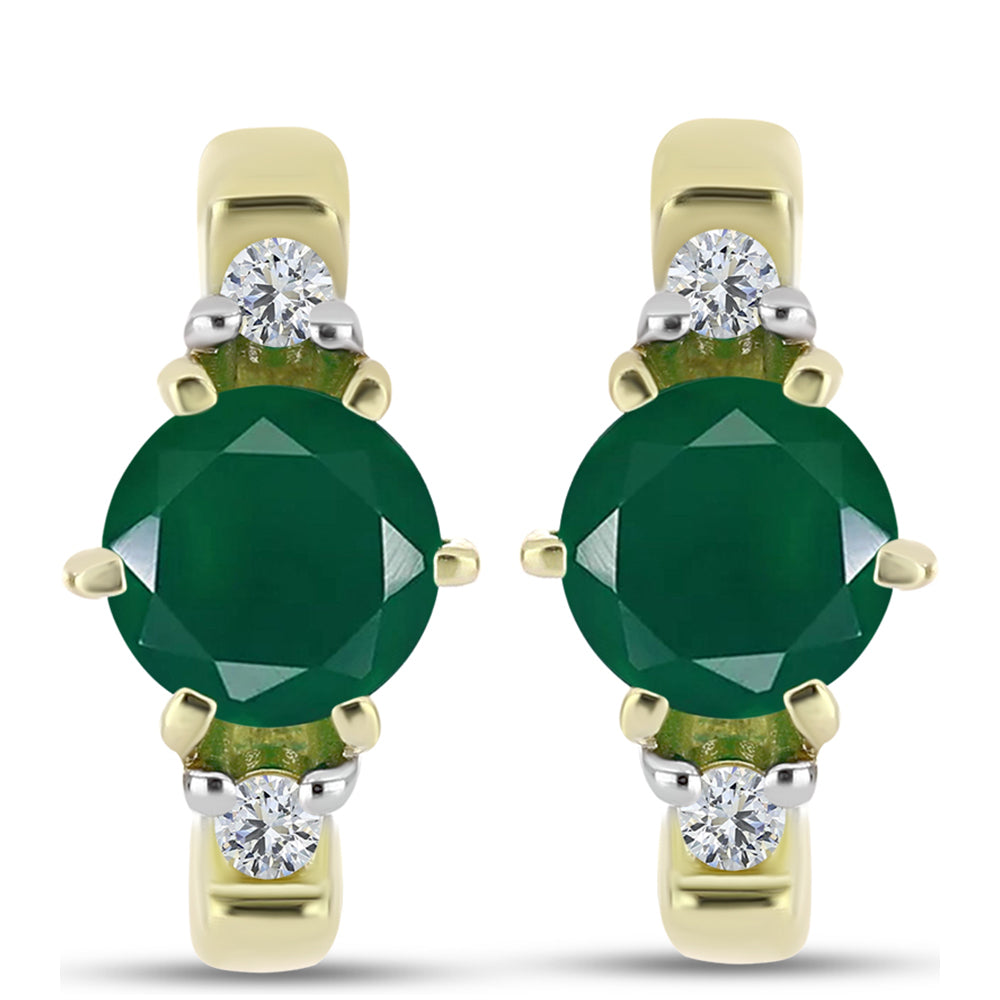 Cercei din Argint 925 Placat cu Aur ( 3.36 grame ) cu Agat Verde și Topaz Alb 1.64 Carate 1 