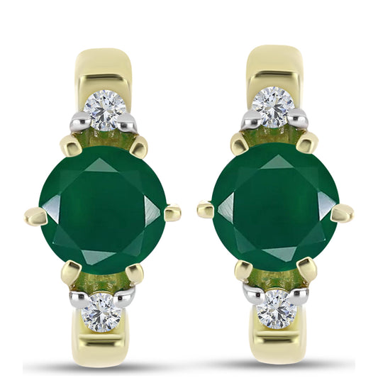 Cercei din Argint 925 Placat cu Aur ( 3.36 grame ) cu Agat Verde și Topaz Alb 1.64 Carate