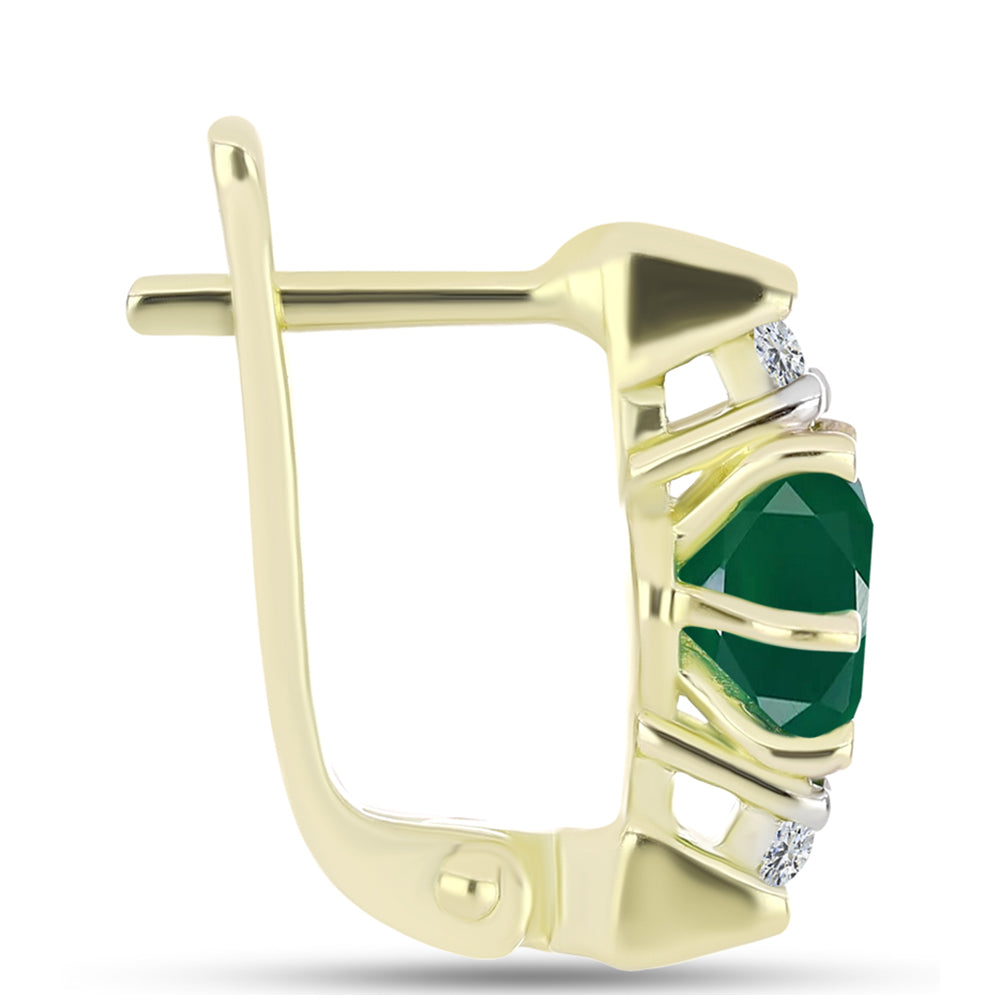 Cercei din Argint 925 Placat cu Aur ( 3.36 grame ) cu Agat Verde și Topaz Alb 1.64 Carate 2 