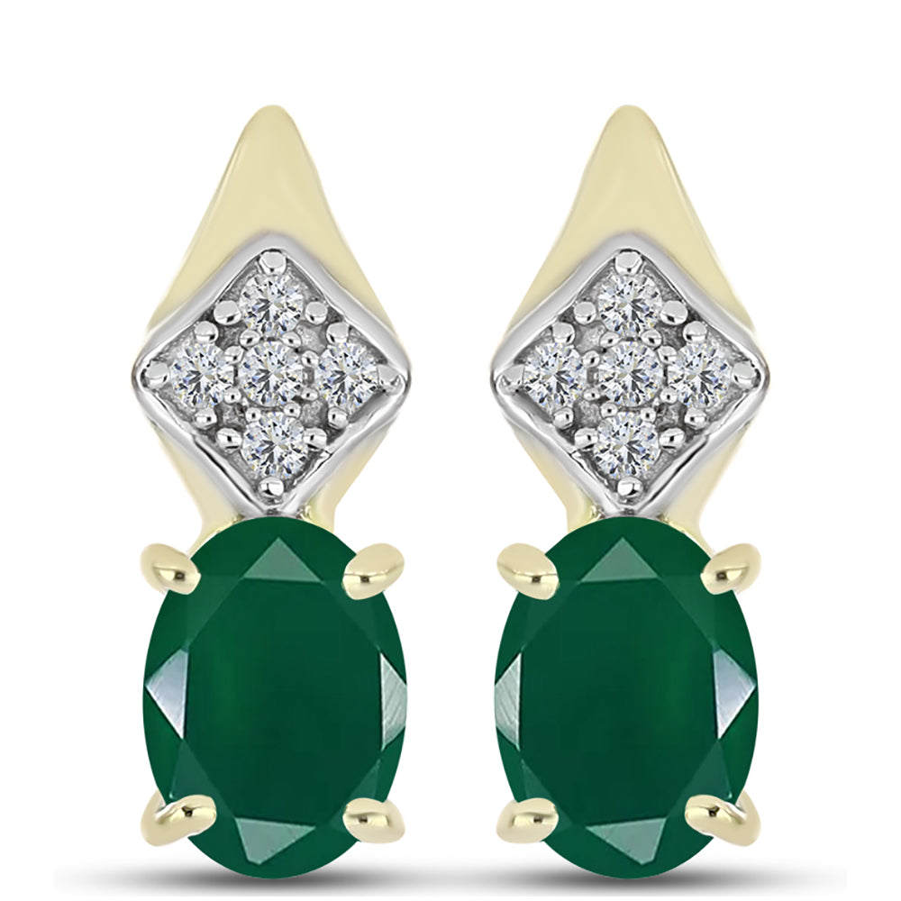 Cercei din Argint 925 Placat cu Aur ( 2.76 grame ) cu Agat Verde și Topaz Alb 1.55 Carate 1 
