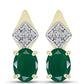 Cercei din Argint 925 Placat cu Aur ( 2.76 grame ) cu Agat Verde și Topaz Alb 1.55 Carate