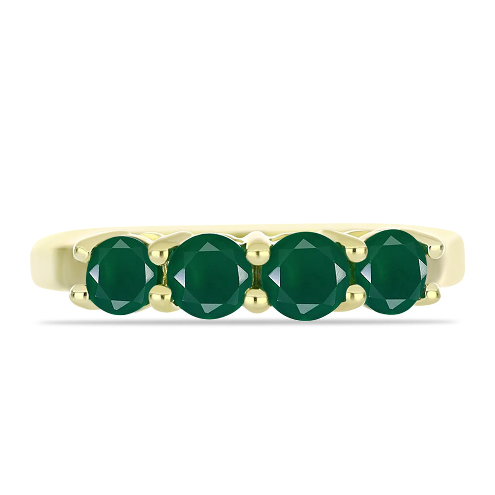 Inel din Argint 925 Placat cu Aur ( 2.38 grame ) cu Agat Verde 0.89 Carate