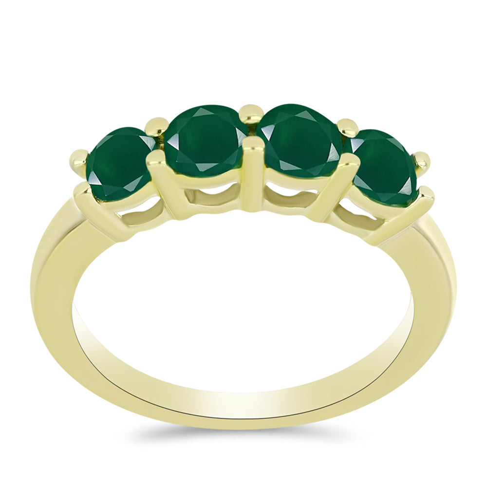 Inel din Argint 925 Placat cu Aur ( 2.38 grame ) cu Agat Verde 0.89 Carate