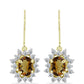 Cercei din Argint 925 Placat cu Aur ( 3.18 grame ) cu Cuarț Coniac și Topaz Alb 3.55 Carate