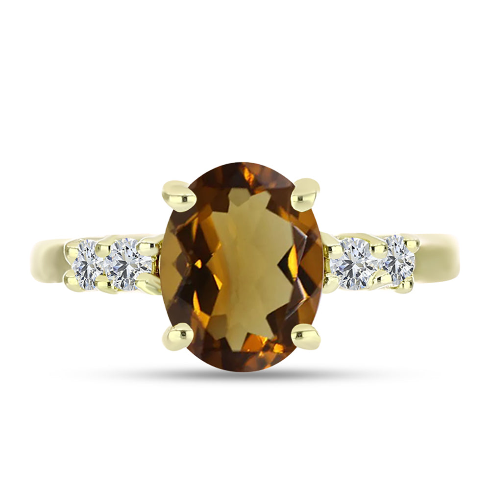 Inel din Argint 925 Placat cu Aur ( 1.91 grame ) cu Cuarț Coniac și Topaz Alb 1.94 Carate 1 