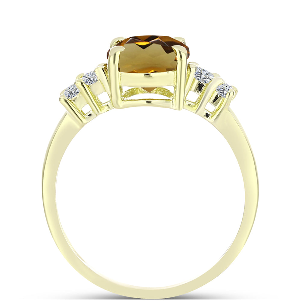 Inel din Argint 925 Placat cu Aur ( 1.91 grame ) cu Cuarț Coniac și Topaz Alb 1.94 Carate 2 