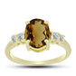 Inel din Argint 925 Placat cu Aur ( 1.91 grame ) cu Cuarț Coniac și Topaz Alb 1.94 Carate