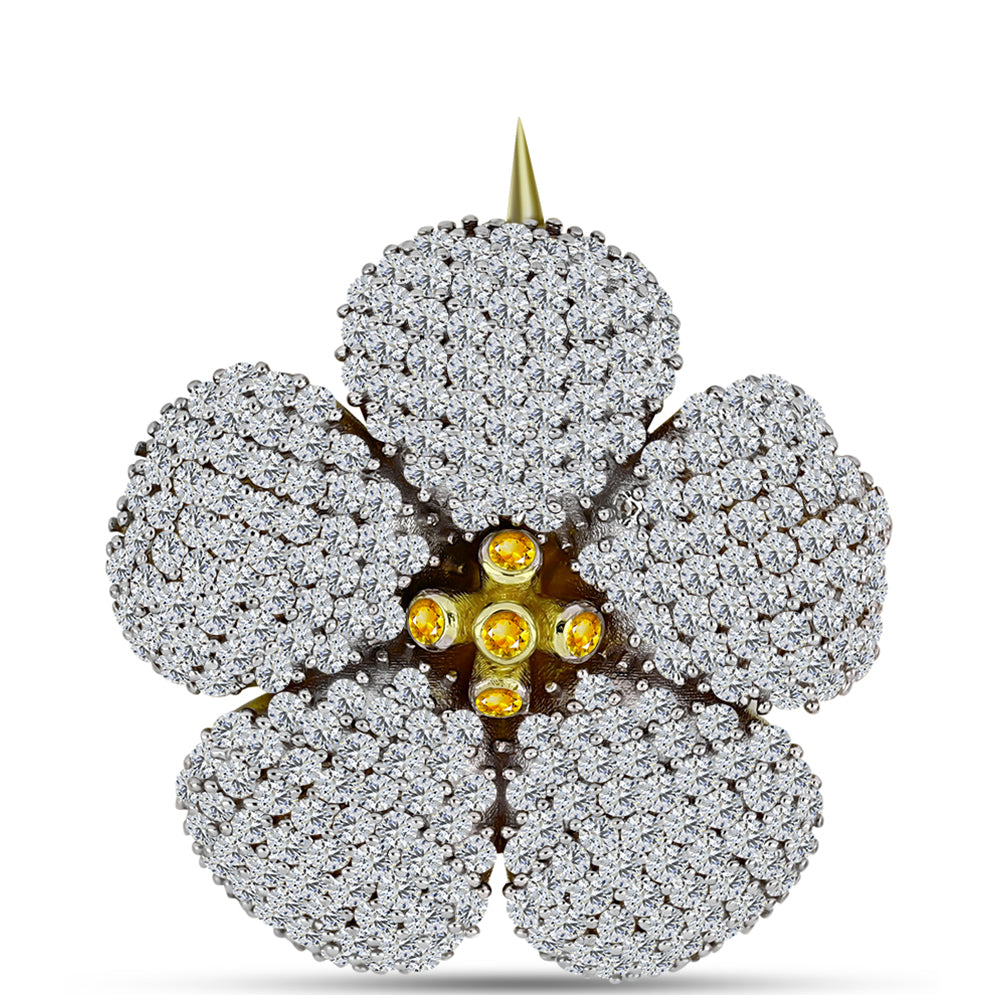 Broşă din Argint 925 Placat cu Aur ( 6.22 grame ) cu Cuarț Coniac și Topaz Alb 2.52 Carate 1 