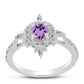 Inel din Argint 925 ( 2.31 grame ) cu Ametist Rose de France și Zircon Alb 0.84 Carate