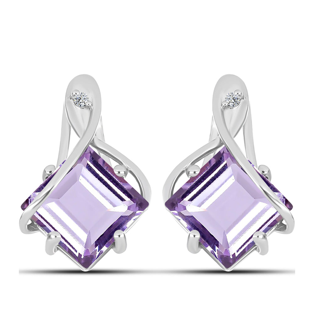 Cercei din Argint 925 ( 4.04 grame ) cu Ametist Rose de France și Topaz Alb 4.59 Carate