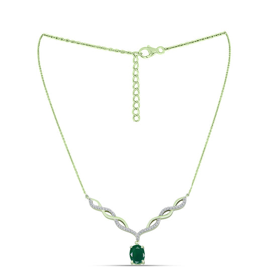 Colier din Argint 925 Placat cu Aur ( 5.6 grame ) cu Agat Verde și Topaz Alb 1.97 Carate