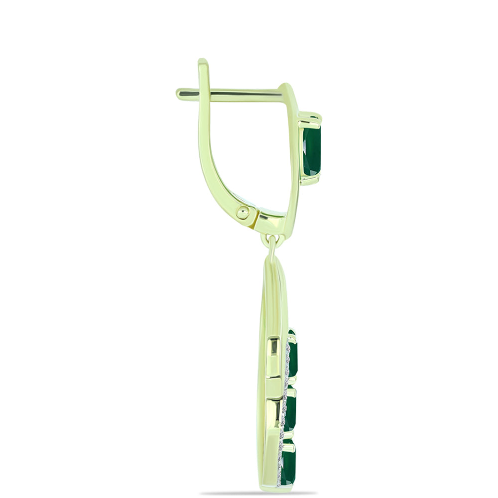 Cercei din Argint 925 Placat cu Aur ( 5.19 grame ) cu Agat Verde și Topaz Alb 2.4 Carate
