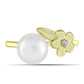 Inel din Argint 925 Placat cu Aur ( 2.5 grame ) cu Perlă de Apă Dulce Albă și Topaz Alb 5.62 Carate