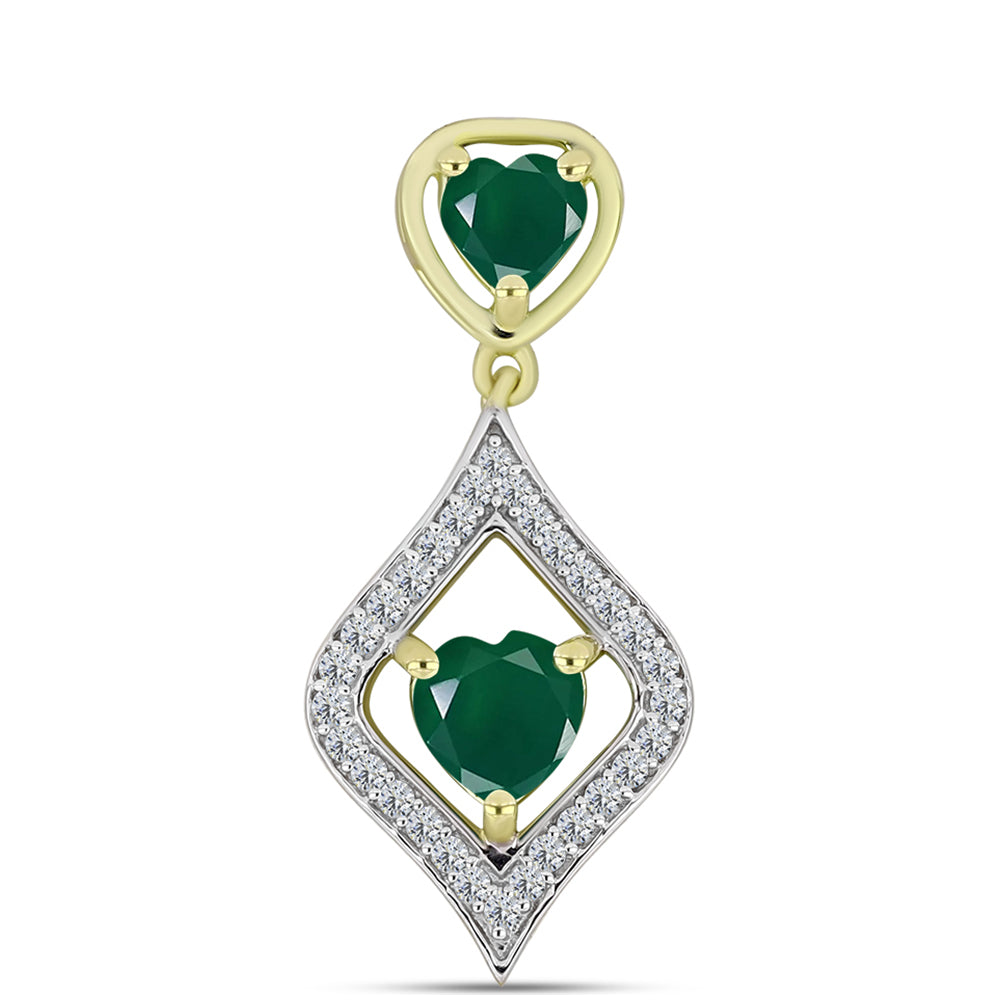 Pandantiv din Argint 925 Placat cu Aur ( 1.74 grame ) cu Agat Verde și Topaz Alb 1.29 Carate
