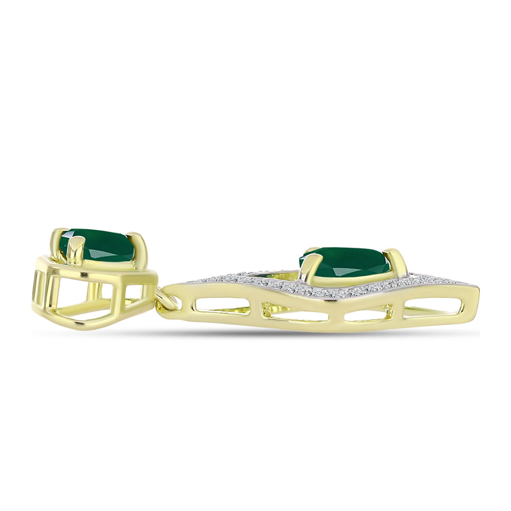Pandantiv din Argint 925 Placat cu Aur ( 1.74 grame ) cu Agat Verde și Topaz Alb 1.29 Carate 2 