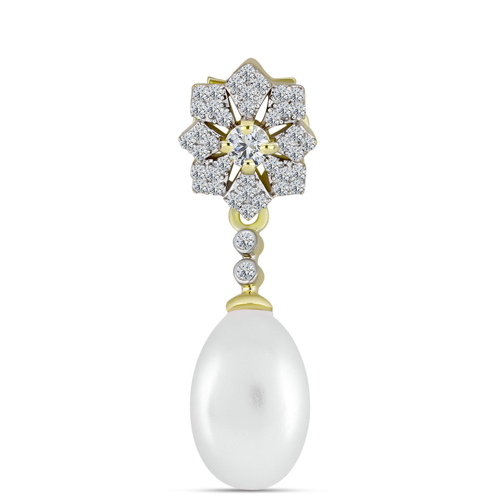 Pandantiv din Argint 925 Placat cu Aur ( 1.46 grame ) cu Perlă de Apă Dulce Albă și Topaz Alb 6.59 Carate 1 
