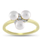 Inel din Argint 925 Placat cu Aur ( 2.51 grame ) cu Perlă de Apă Dulce Albă și Topaz Alb 3.38 Carate