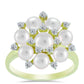 Inel din Argint 925 Placat cu Aur ( 3.66 grame ) cu Perlă de Apă Dulce Albă și Topaz Alb 5.46 Carate